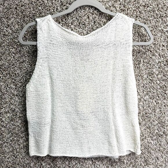Eileen Fisher Tank Top Women's S White Cotton Tape Yarn Knit Sleeveless Crop NWT - Picture 5 of 6